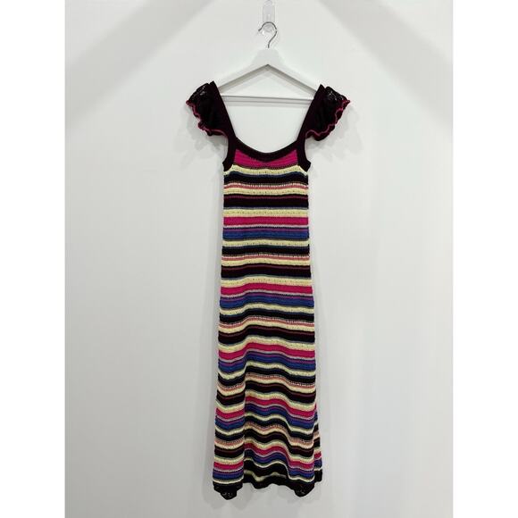 Zara Long Multicolored Crochet Dress - Picture 2 of 9